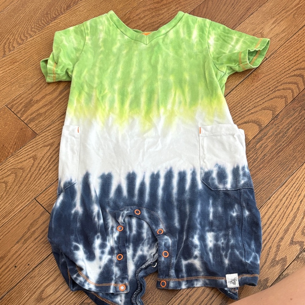 Green and Blue Tie-Dye Kids One Piece